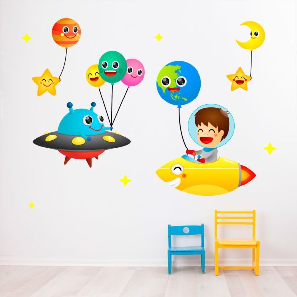 Vinilo infantil cohete espacial